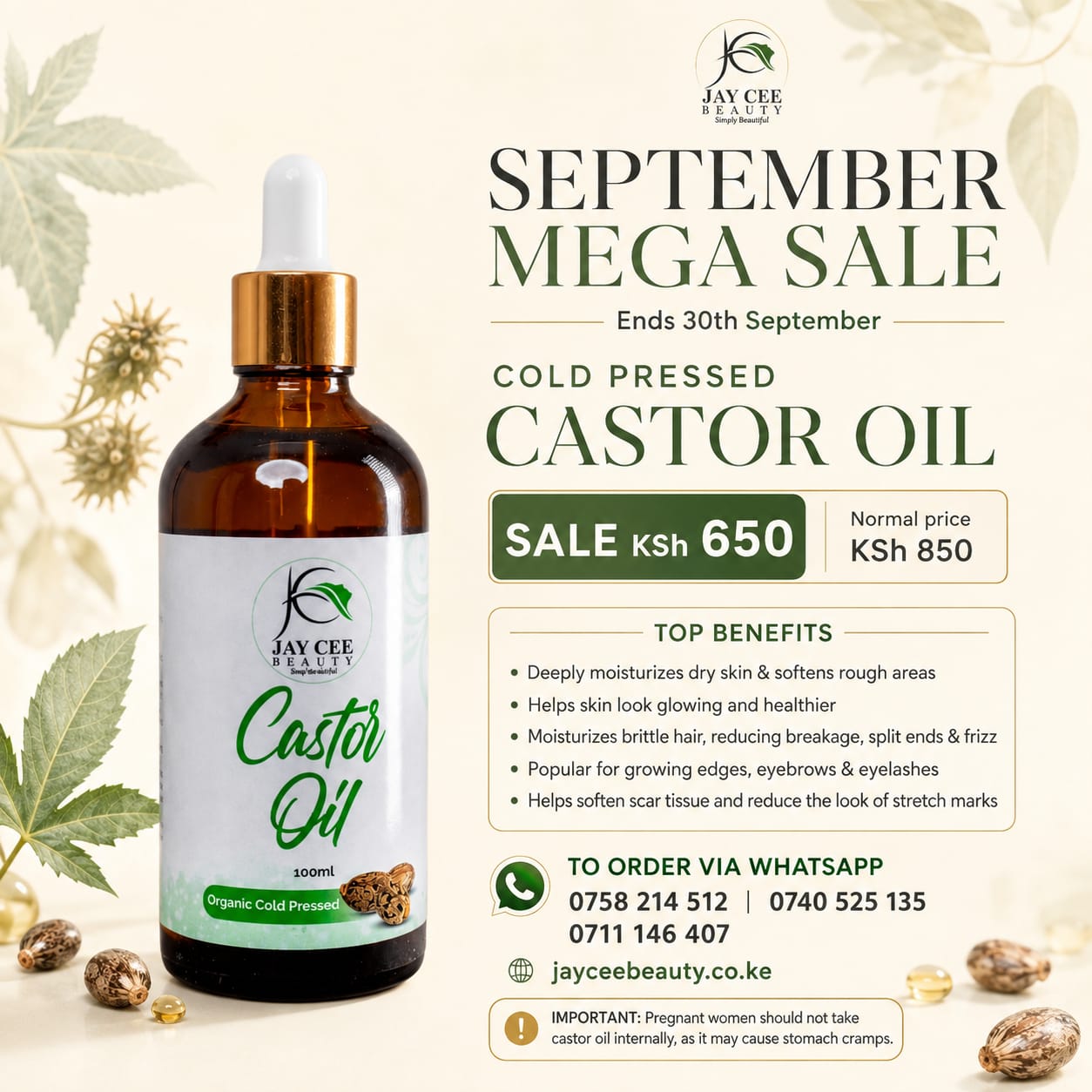 100ml Cold Pressed Castor Oil