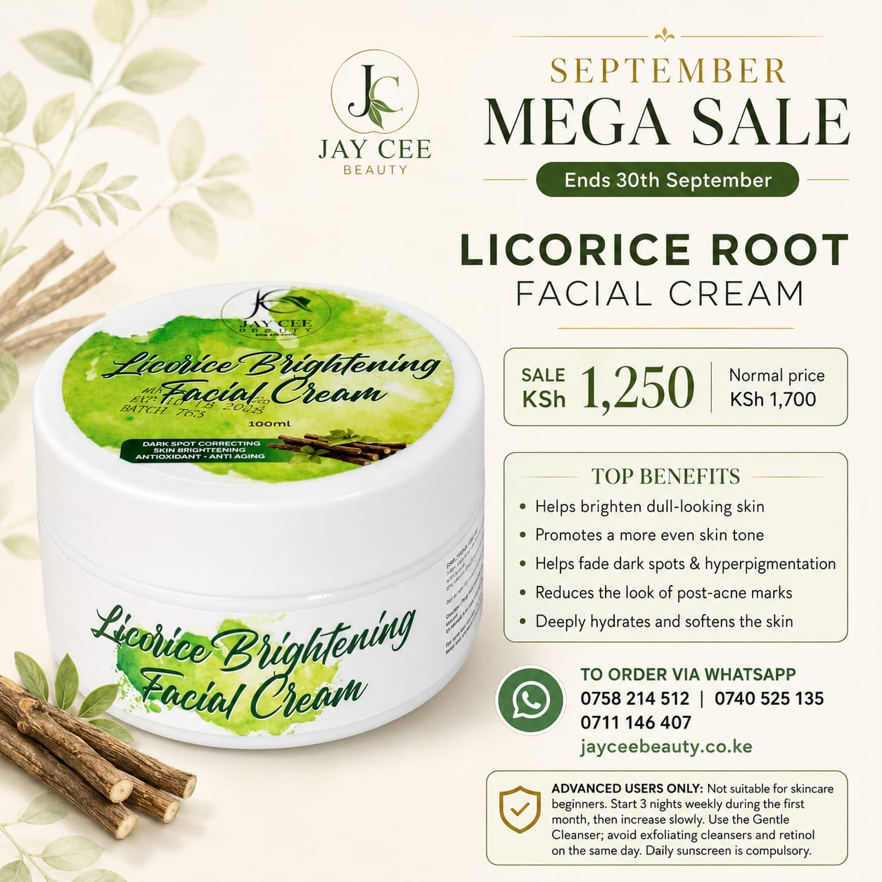 Licorice Brightening Facial Cream