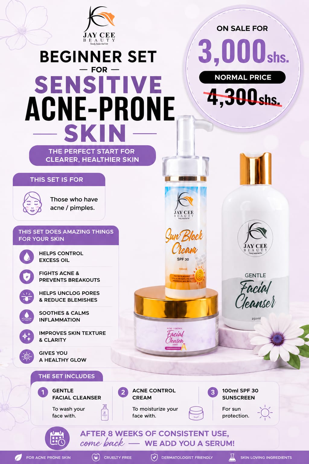 Beginner Skincare Set for Sensitive, Acne-Prone Skin